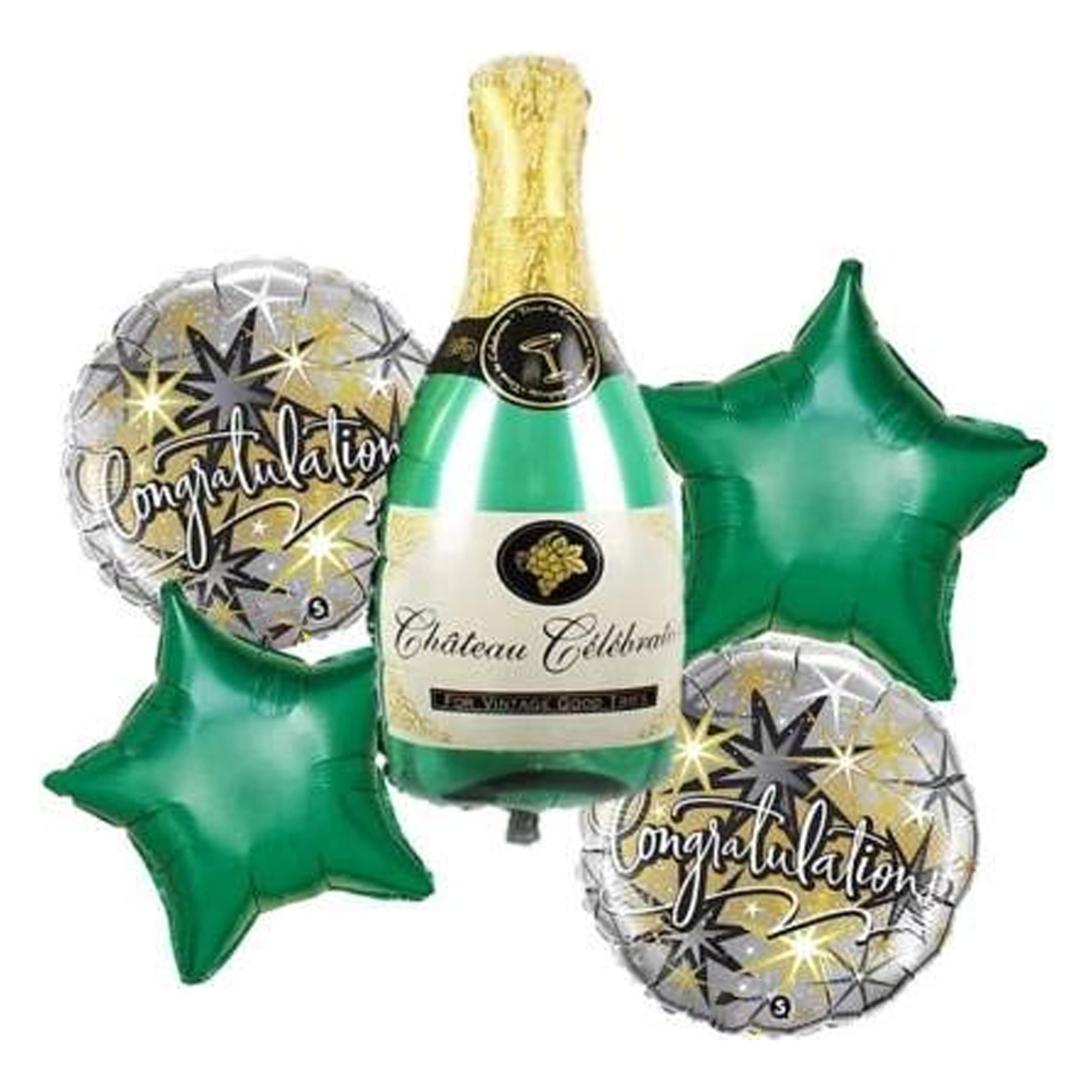 YNS CRAFTS STOCK™ Printed Campagne Bottle Set of 5, 3D Print Balloons for Birthday/Celebration/Anniversary/for All Parties Balloon (Multicolor, Pack of 5)