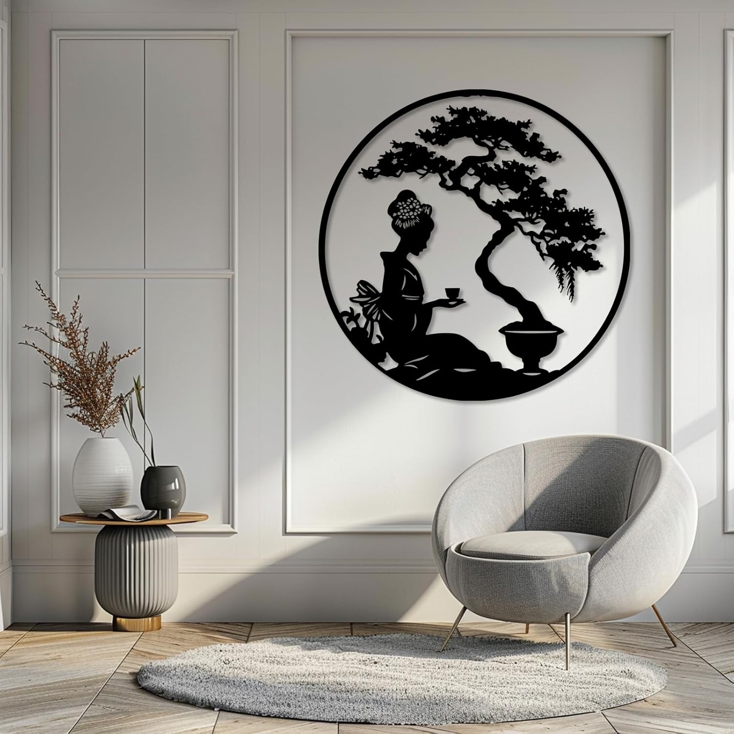 Amazon.com: Japanese Wall Art Geisha Metal Wall Decor Bonsai Tree Wall ...