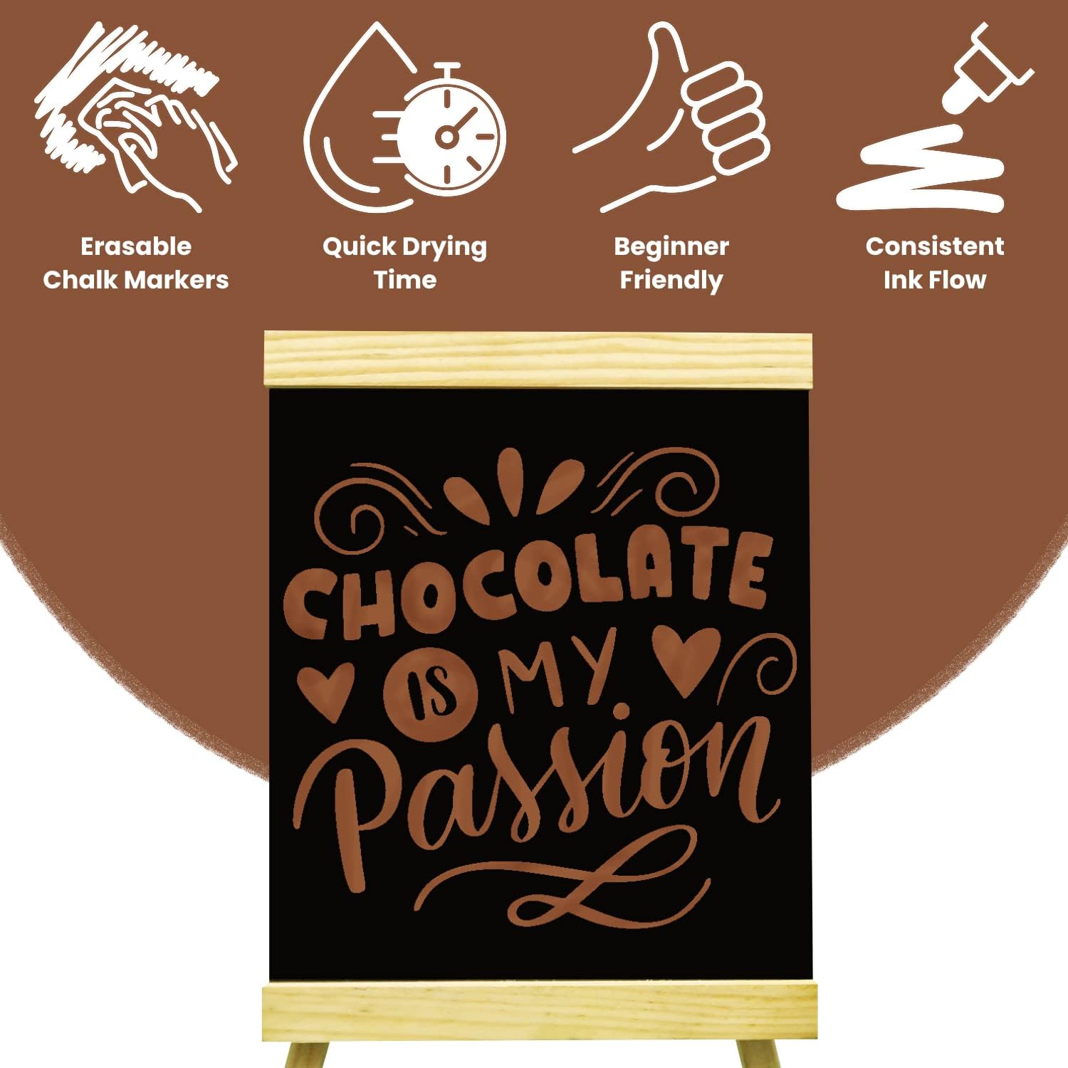 5 Brown Chalkboard Chalk Markers - Brown Dry Erase Markers for Blackboard image 4