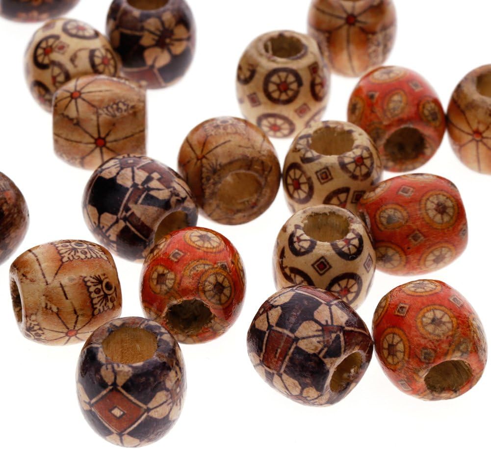 Keyzone Wholesale 100pcs 12mm Mixed Painted Drum Wood Spacer Beads Wooden Beads for DIY Jewelry Making Hair Accessories - Image 6