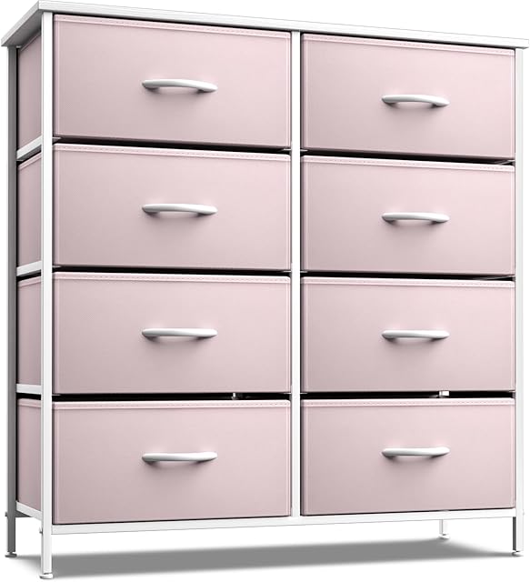 Sorbus Kids Dresser with 8 Drawers - Storage Unit Organizer Chest for Clothes - Bedroom, Kids Room, Nursery, & Closet (Pink, 31.5 x 12 x 32-8 Drawer)