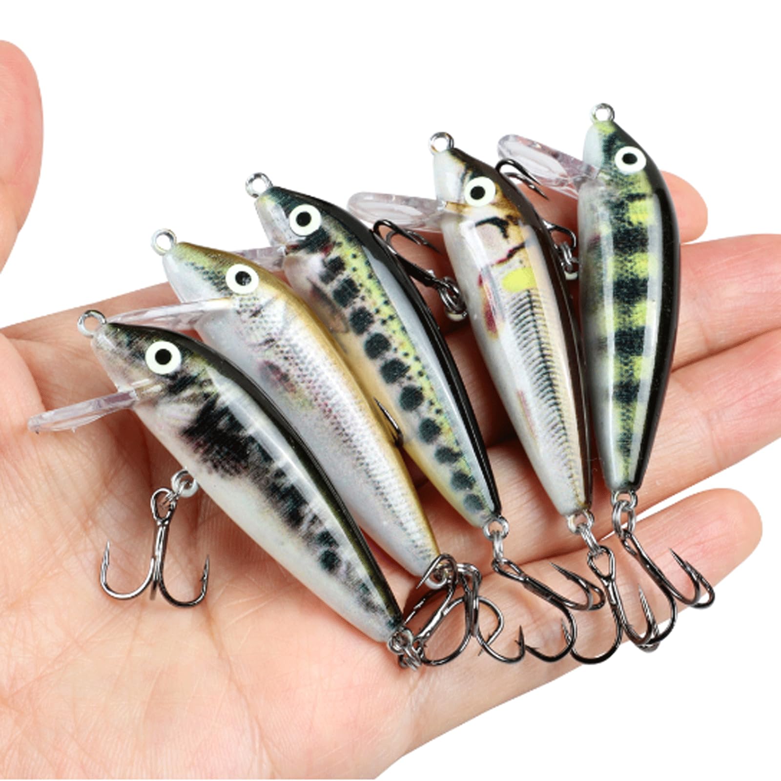 Leurre de pêche, lot de 2, leurre coulant de type minnow, 5 cm, 5 g, appât artificiel pour truite, pour la pêche en rivière et en lac, leurre jerkbait pour la pêche en roche, leurres durs, matériel d