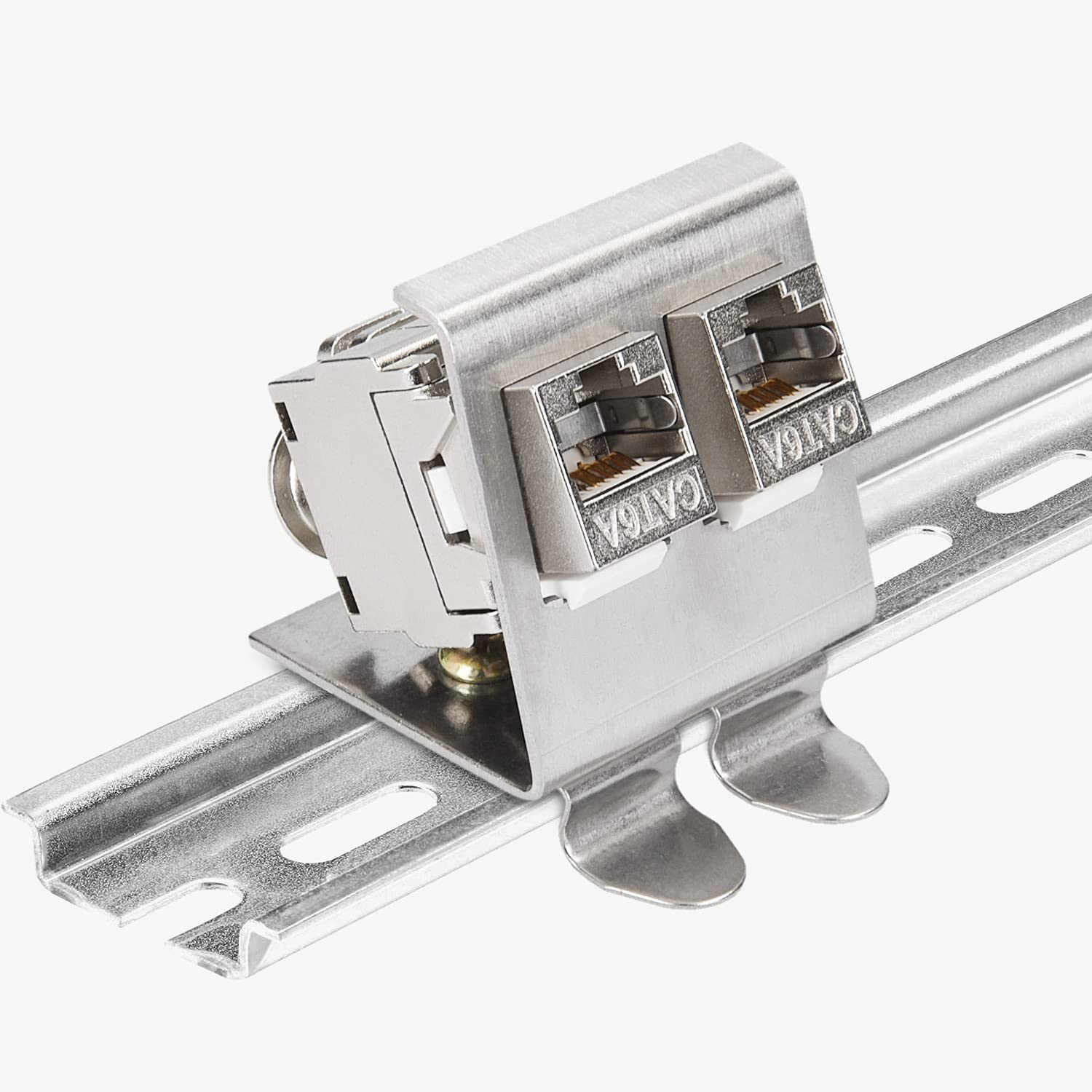 kwmobile 4X Module Keystone RJ45 Cat 6a - Modules de Brassage pour Branchement Câble RJ45 - Connecteur Blindé avec Support pour Rail DIN (Lot de 2)