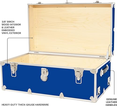 Miniatura 21 de Rhino Trunk & Case Baúl grande de vinilo en relieve de cuero, reposapiés de campamento de verano, baúl de almacenamiento para dormitorio