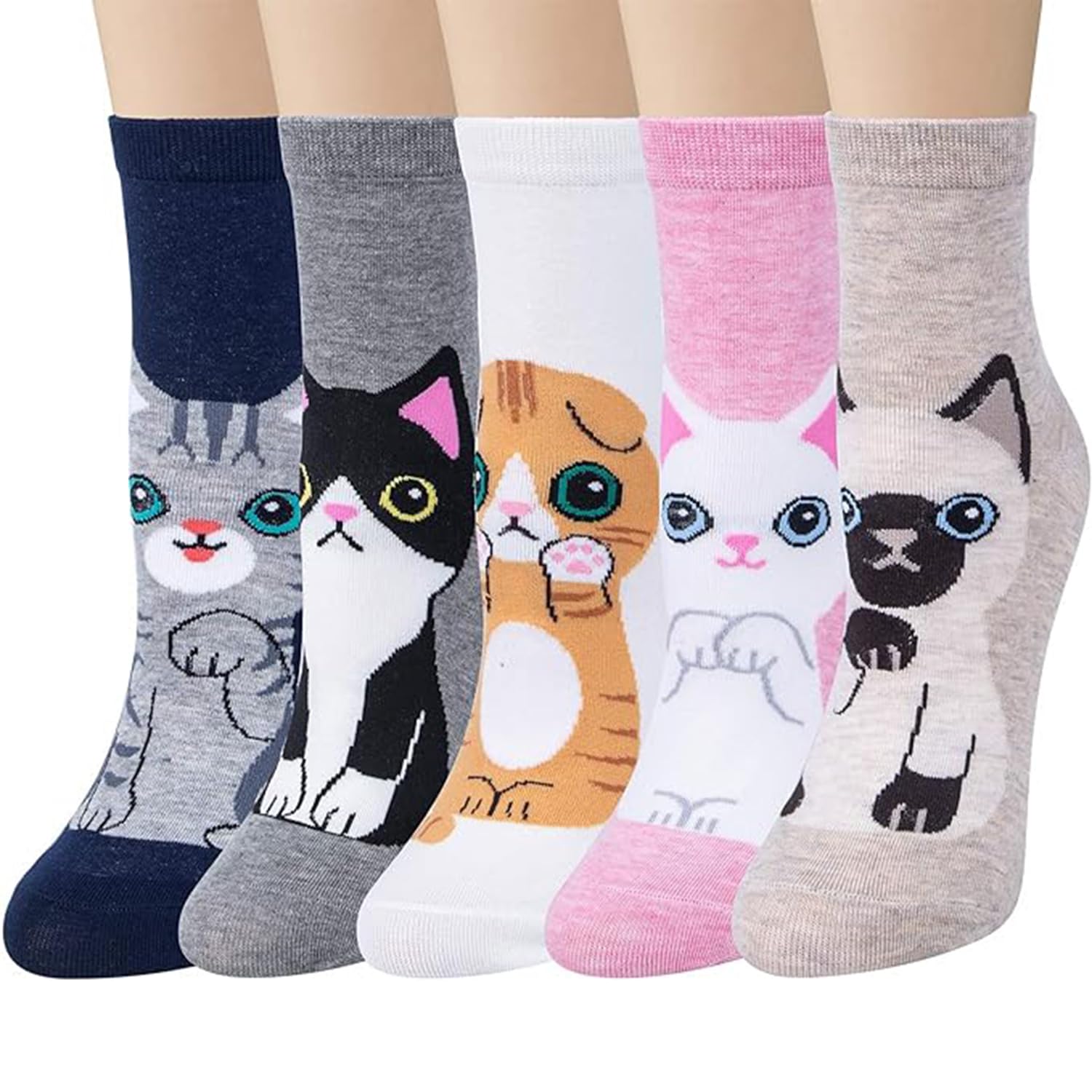 Funny Dress Sock, 6 PCS Cotton Soft Funny Dress Socks for Men and Women, Funky Casual Crazy Patterned Men's Colorful Socks, Fruit Cartoon Cool Novelty Socks Suitable for 38 Yards - 45 Yards
