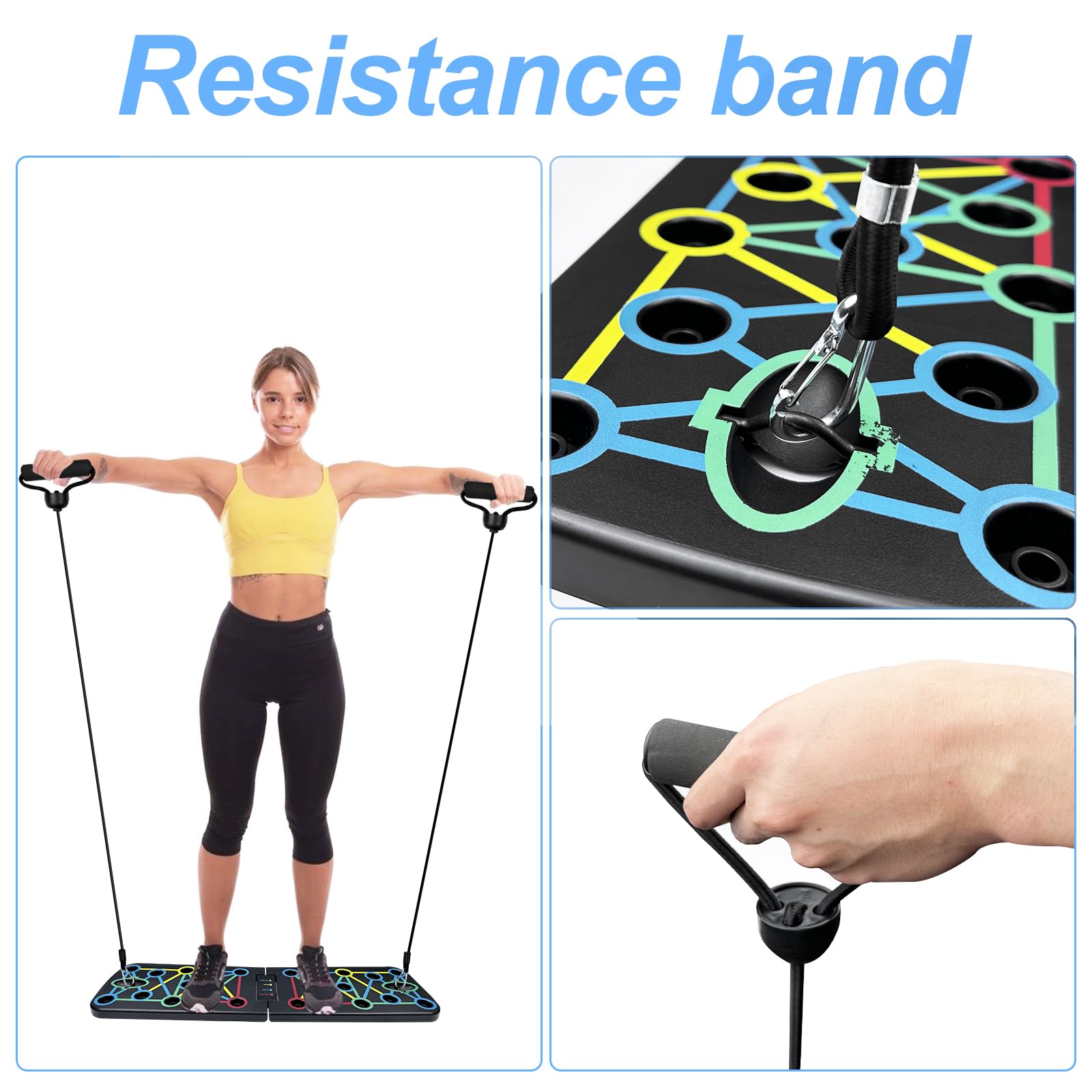 Planche Pompes Pliable Traxenta Avec Poignées Antiglisse + 2 Bandes Résistance - Musculation Maison
