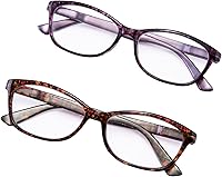 Vista 2 de EYEGUARD Alta potencia de aumento 2 pares de lentes de lectura con bisagra de resorte ultra transparentes para mujeres lectoras