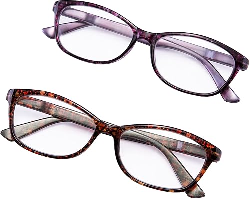 Miniatura 2 de EYEGUARD Alta potencia de aumento 2 pares de lentes de lectura con bisagra de resorte ultra transparentes para mujeres lectoras (+4.50+5.00