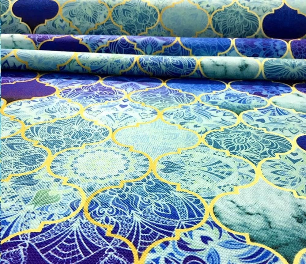 Miniatura 2 de Tela de tapicería estampada marroquí turquesa étnica (39.4 inx55.1 in)