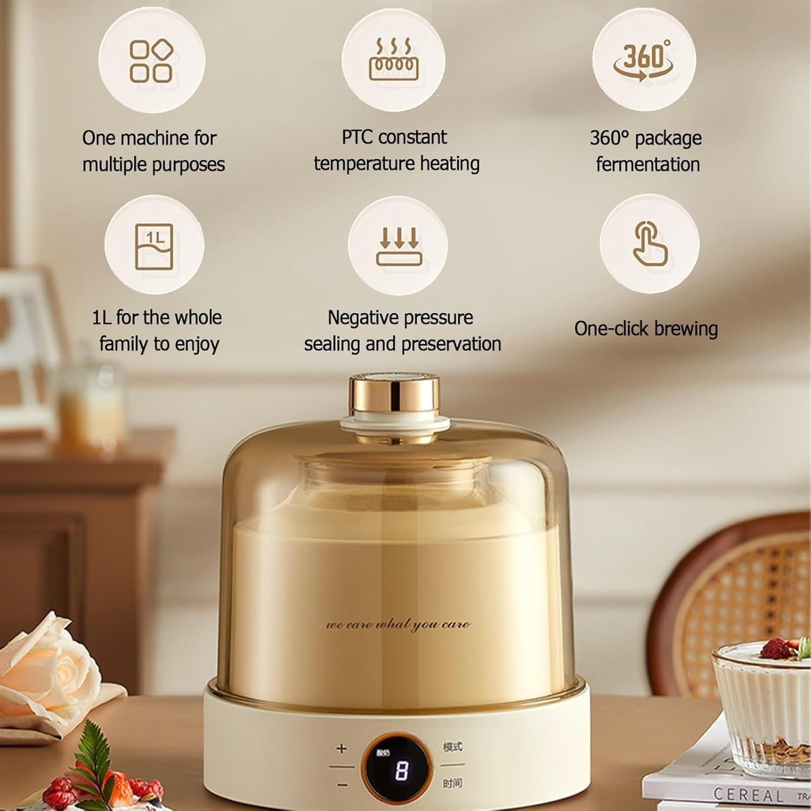 Mini Jogurt Maker, Cyfrowa Automatyczna Maszyna Do Jogurtu, 1L Maszyna Do Fermentacji Natto Z Timerem I Pokrywą, Stała Temperatura Ogrzewania, Domowe Narzędzia Do Jogurtu DIY Fermentator Wina Ryżowego
