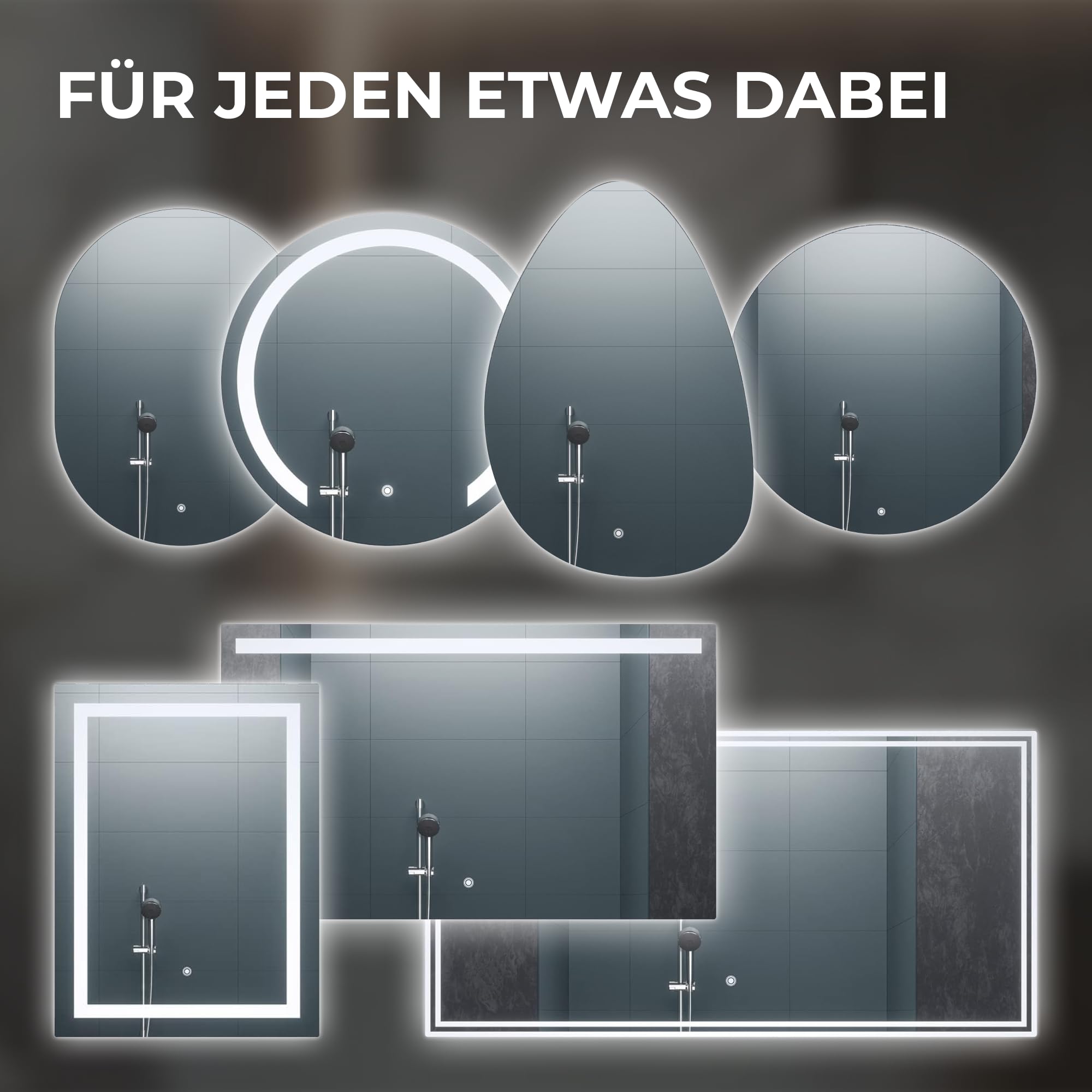 BR Bringer LED Badspiegel - 100x60 cm - Badezimmerspiegel mit Beleuchtung und Anti-Beschlag Funktion - Dimmbar, Energiesparend, 3 Lichtfarben, Touch-Schalter und Speicherfunktion (Modell: BRS107)