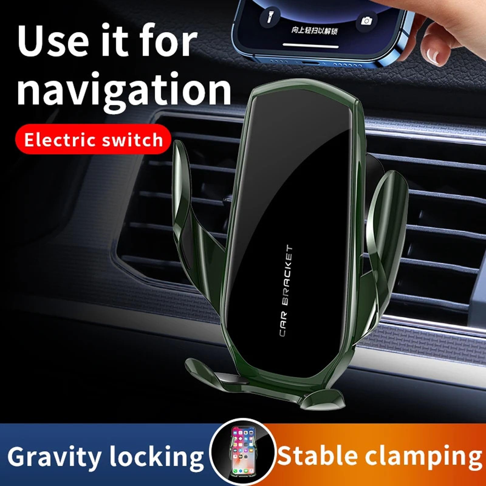 Uchwyt samochodowy na telefon Stojak Smartphone Mobilny Odpowietrznik Grawitacyjny GPS w uchwycie samochodowym, Pasuje do iPhone'a Xiaomi Samsung Huawei