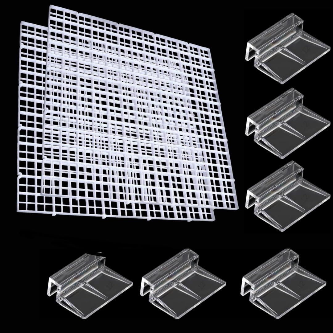 Premier Plants Acrylic Aquarium Fish Tank Lid Cover Support Clip Clamp for Rimless Aquarium And Glass Top, Plastic Fish Tank Cover, Aquarium Hoods 6 Pieces (2 Pcs Grid Divider 6 Pieces 8 MM Holder)-image-3