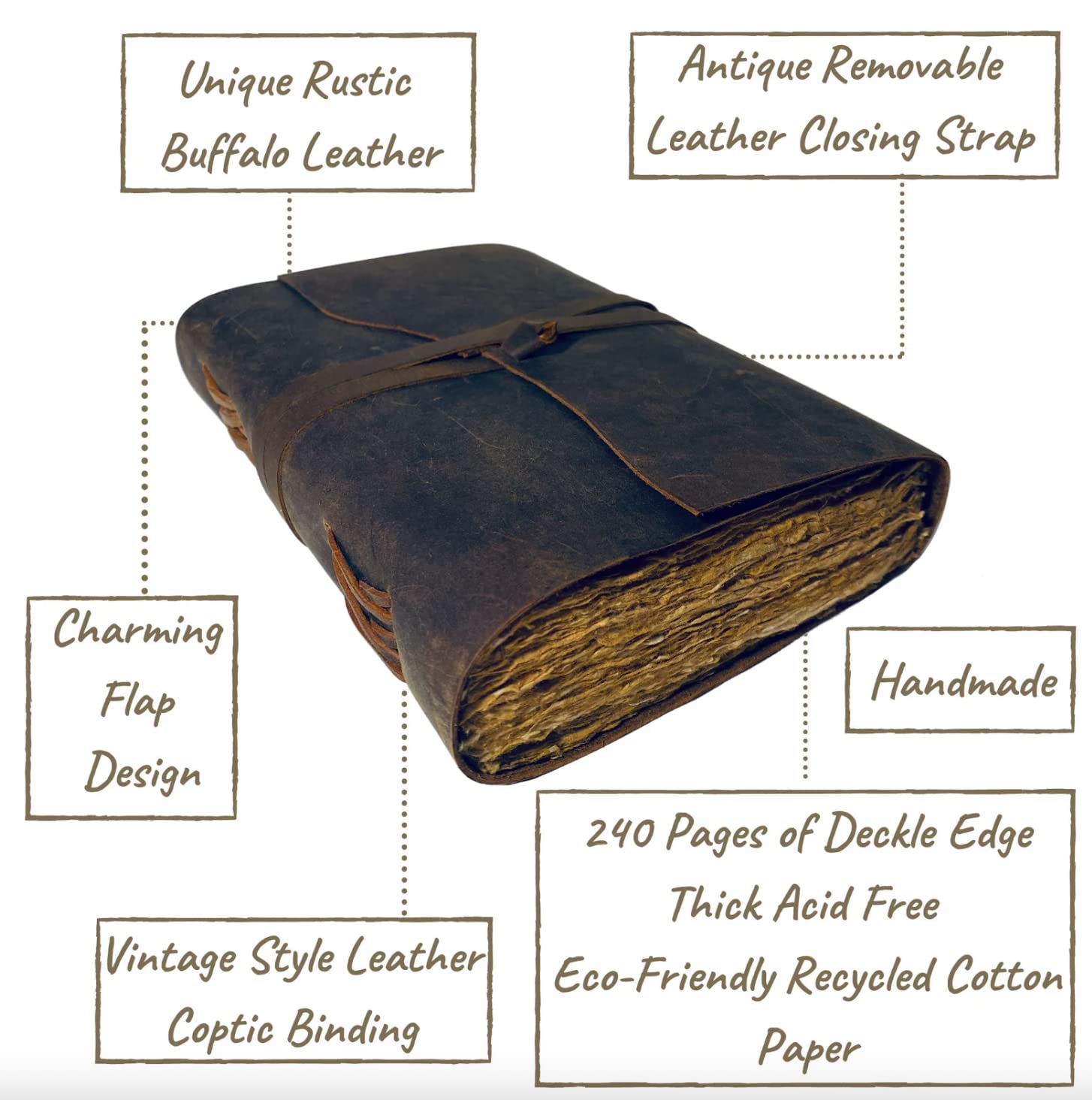 Lined Vintage leather journal - Deckle Edge Rustic Paper - Best for lined Pages Book of Shadows, Grimoire, Junk Notebook, Fantasy medieval gifts, antique Scrapbook, calligraphy, leatherbound (9x6)