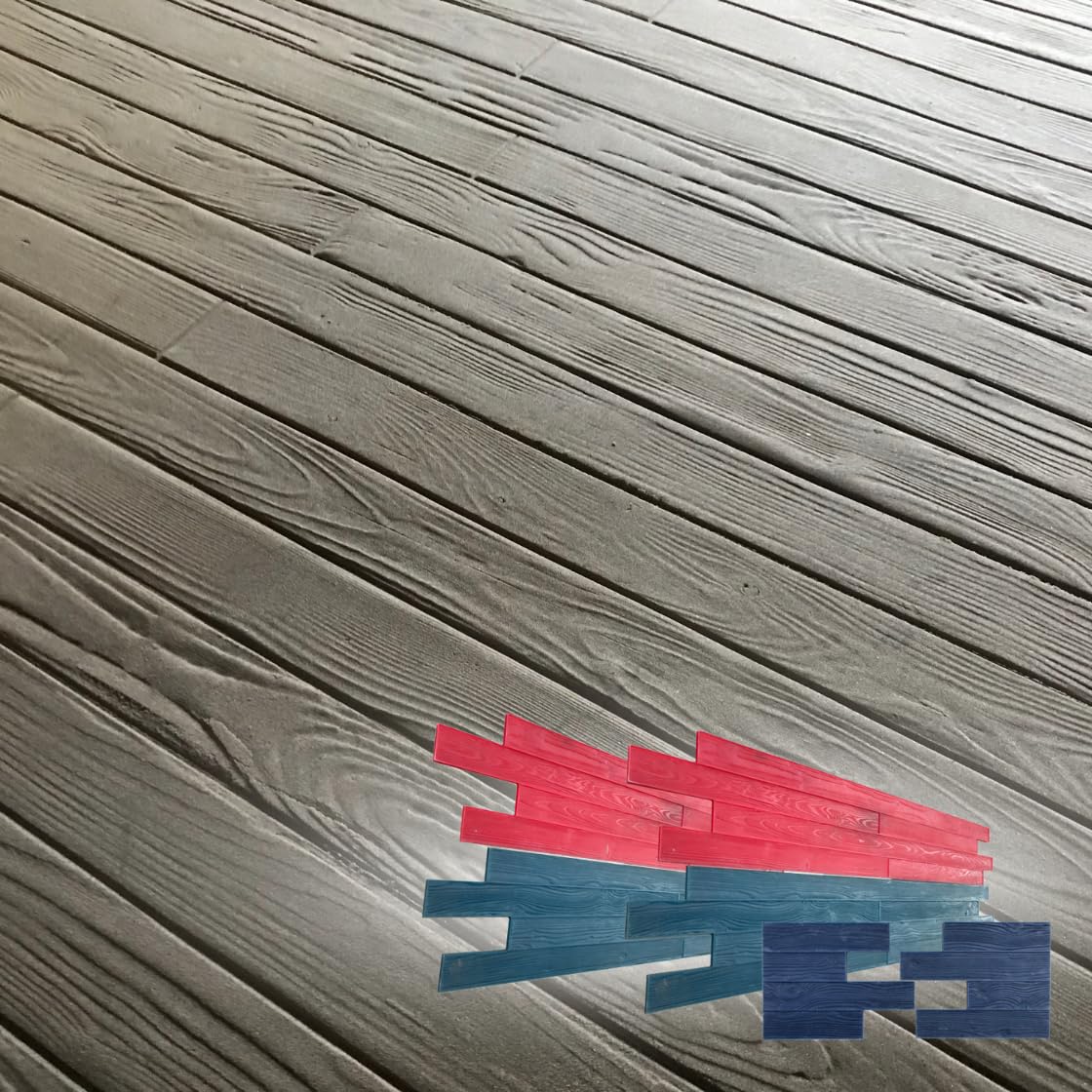 Wood Grain Stamp Mat Set of 6 – Realistic Texture Stamping Mats for Concrete Floors, Patios, and Driveways – Durable Rigid & Flex Mats – 3 1/2