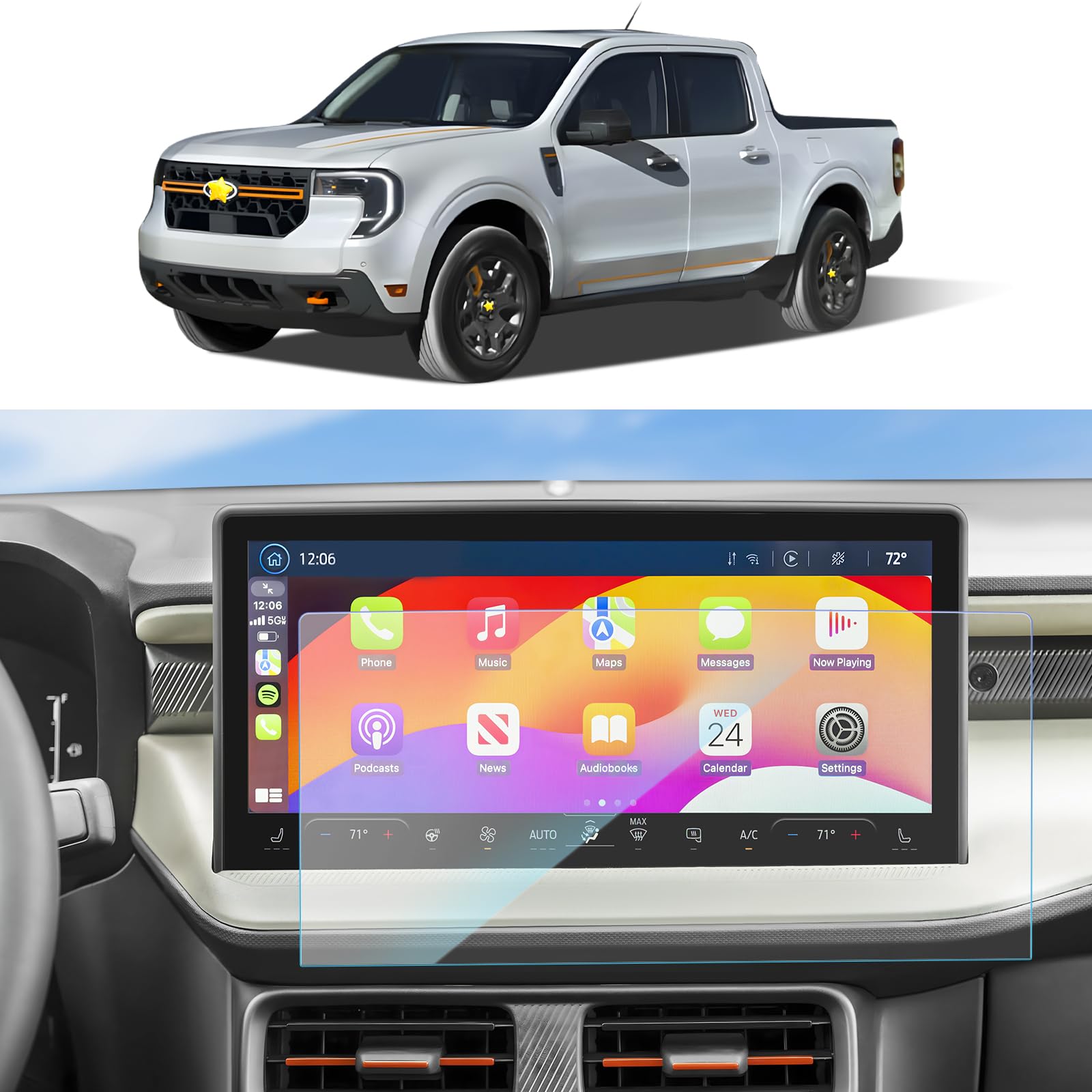 SKTU for 2025 Ford Maverick Screen Protector for 2025+ Ford Maverick (XL/XLT/Lobo/Lariat/Tremor) 13.2-Inch SYNC4 Infotainment Touchscreen [Ultra Clear, Anti Glare&Scratch] Ford Maverick 2025 Accessories