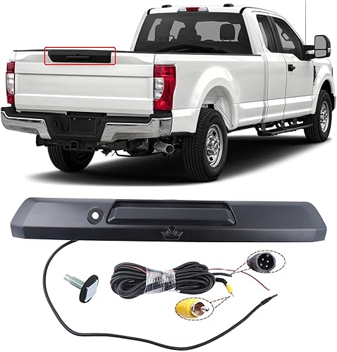 DOLKSN Manija del portón trasero con cámara de respaldo de visión trasera para Ford F250 F350 F450 E-350 E-450 Super Duty HC3Z-9943400-NA