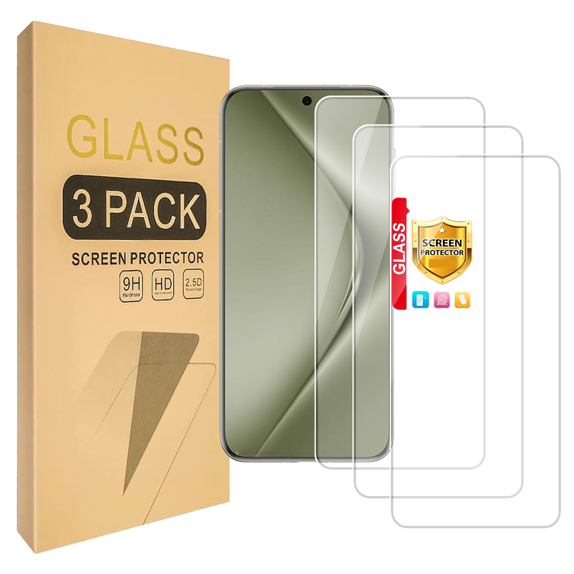 Lucyliy (3 Pack) Compatible with Huawei Pura 70 Ultra Screen Protector Tempered Glass，Case Friendly [9H Hardness] [High definition Anti Scratch]