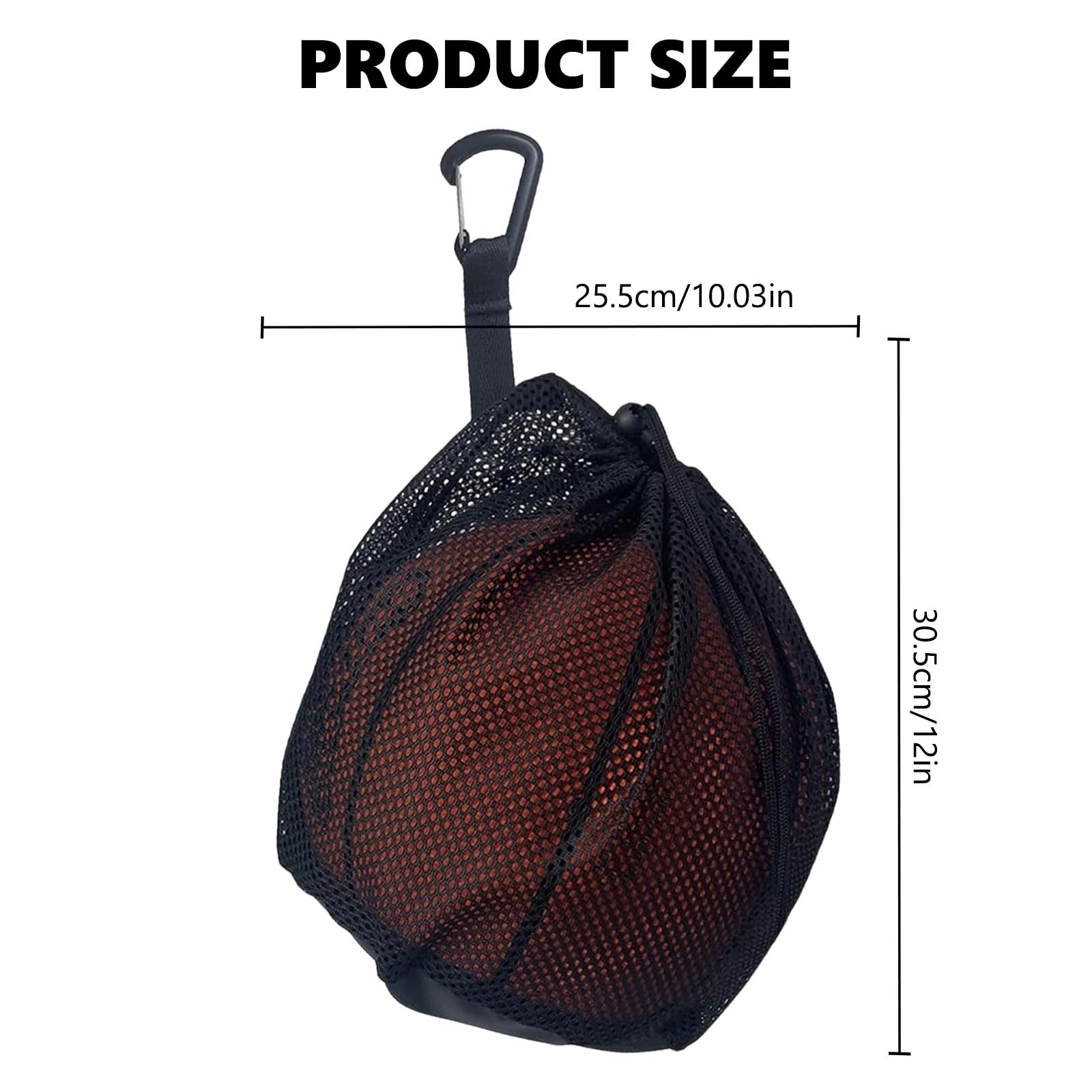 Bolsa de Malla Transpirable para Balones, 1 Balón con Cremallera, Negra