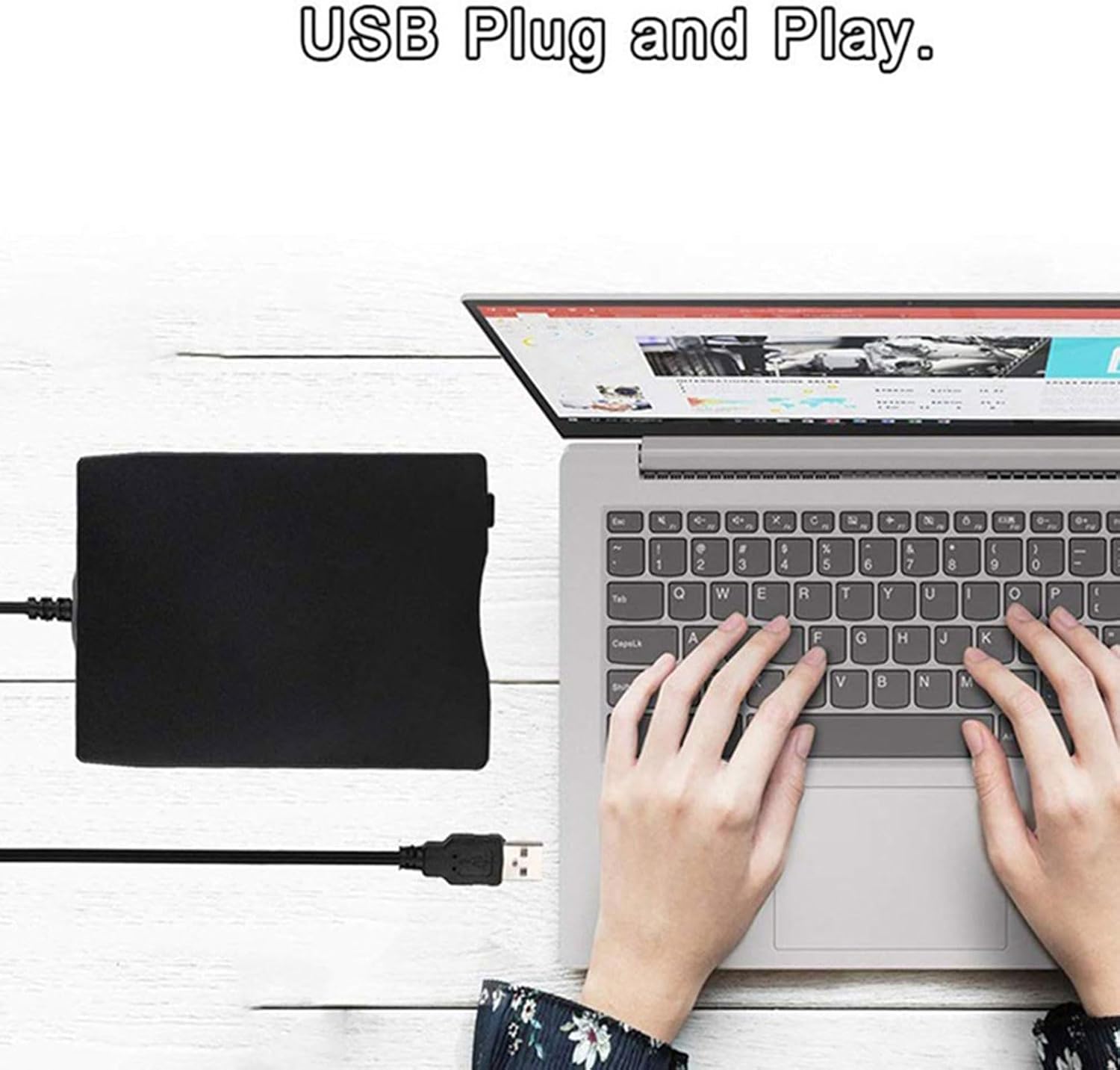 Denash USB Floppy Disk Reader, 3.5 Inch Portable External Floppy Drive, Plug and Play External Floppy Drive for PC and Laptop