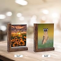 Vista 7 de Lavezee Juego de 2 portarretratos de 5 x 7 pulgadas, portarretratos de doble cara con soporte vertical horizontal rústico en forma de L para fotos