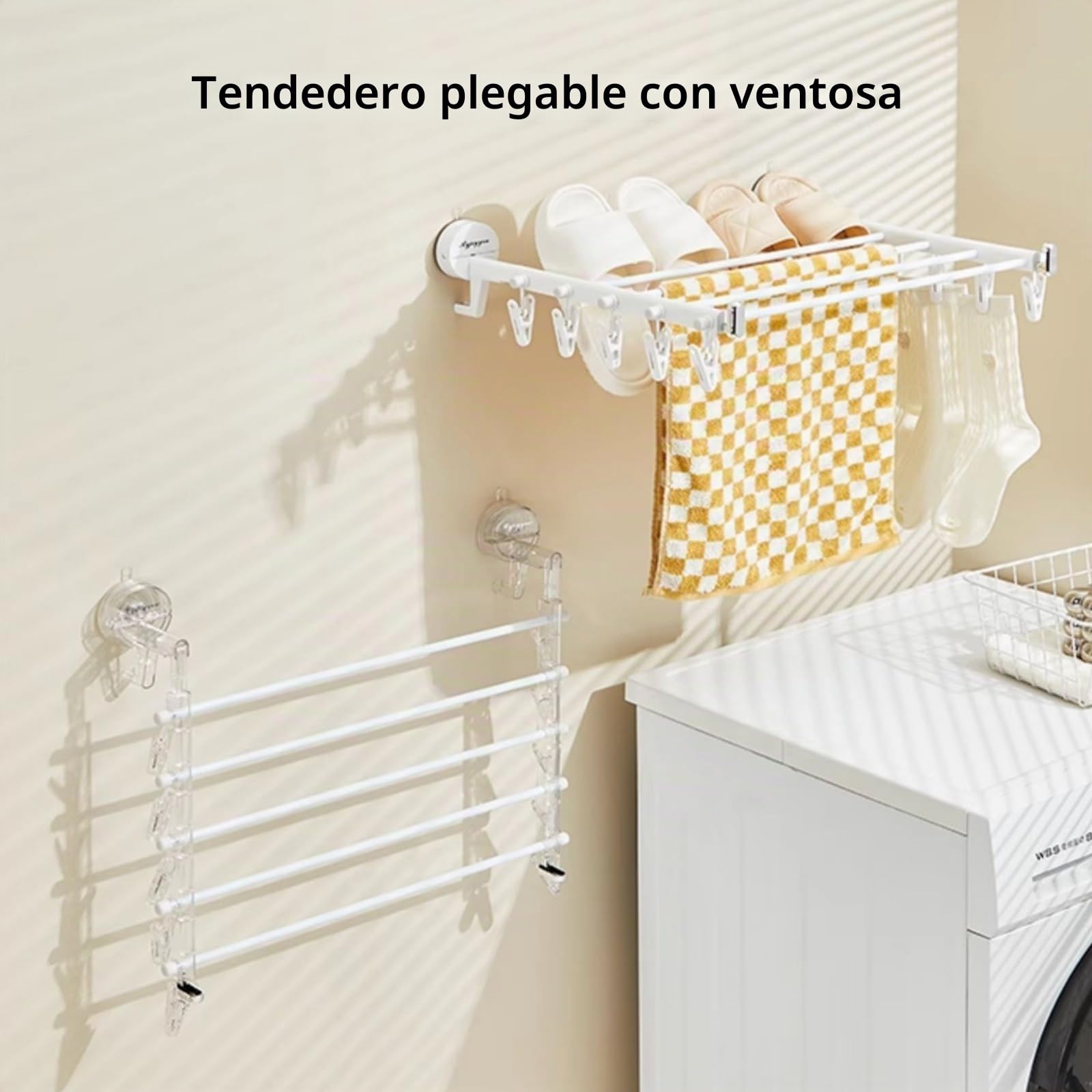 Perchero Plegable Perchero de Ventosa con 10 Ganchos Secador de Toallas Portátil Secador de Ropa de Viaje para Ropa Interior Exterior(Weiß)