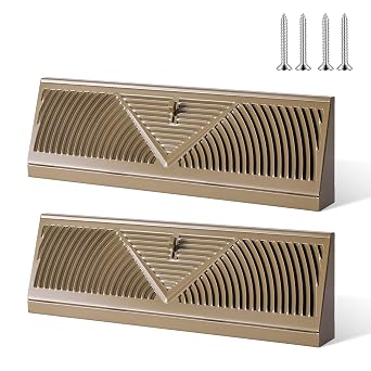 Baseboard Register Duct Opening Size Vent Covers for Home Floor Wall Baseboard Air Covers Supply Floor Diffuser 2, Brown, 15 Inch