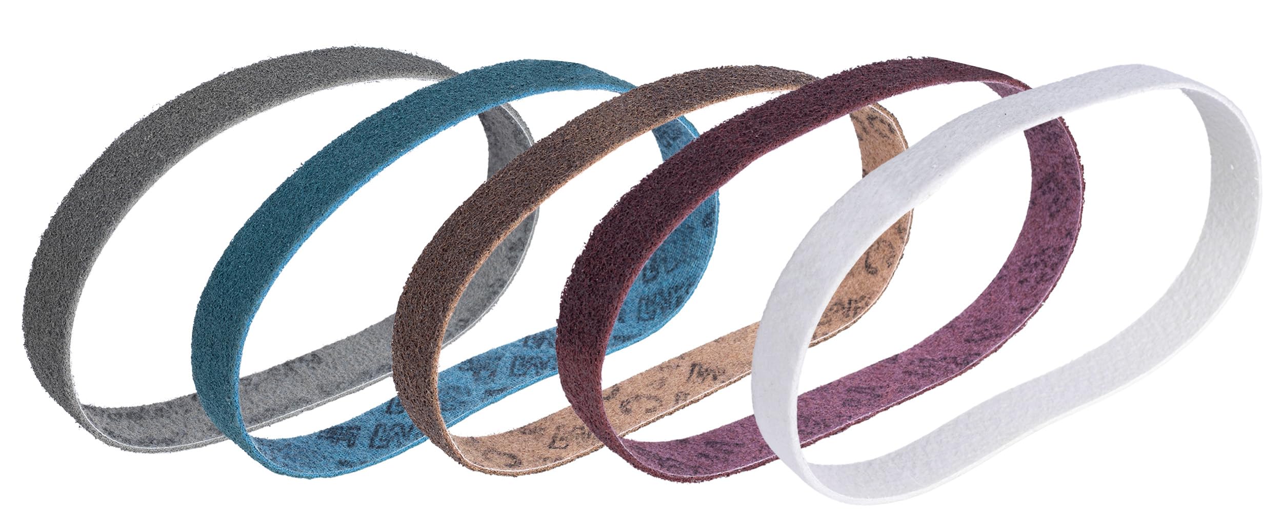 Lot De 5 Bandes Abrasives Non-tissées 3M Scotch-Brite SC-BS - 40mm X 820mm, Grain Marron