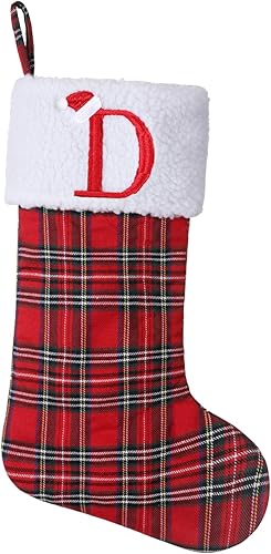 Miniatura 102 de Calcetines de Navidad bordados con monograma inicial de 20 pulgadas, decoración de Navidad, calcetines personalizados, decoración de temporada Negro