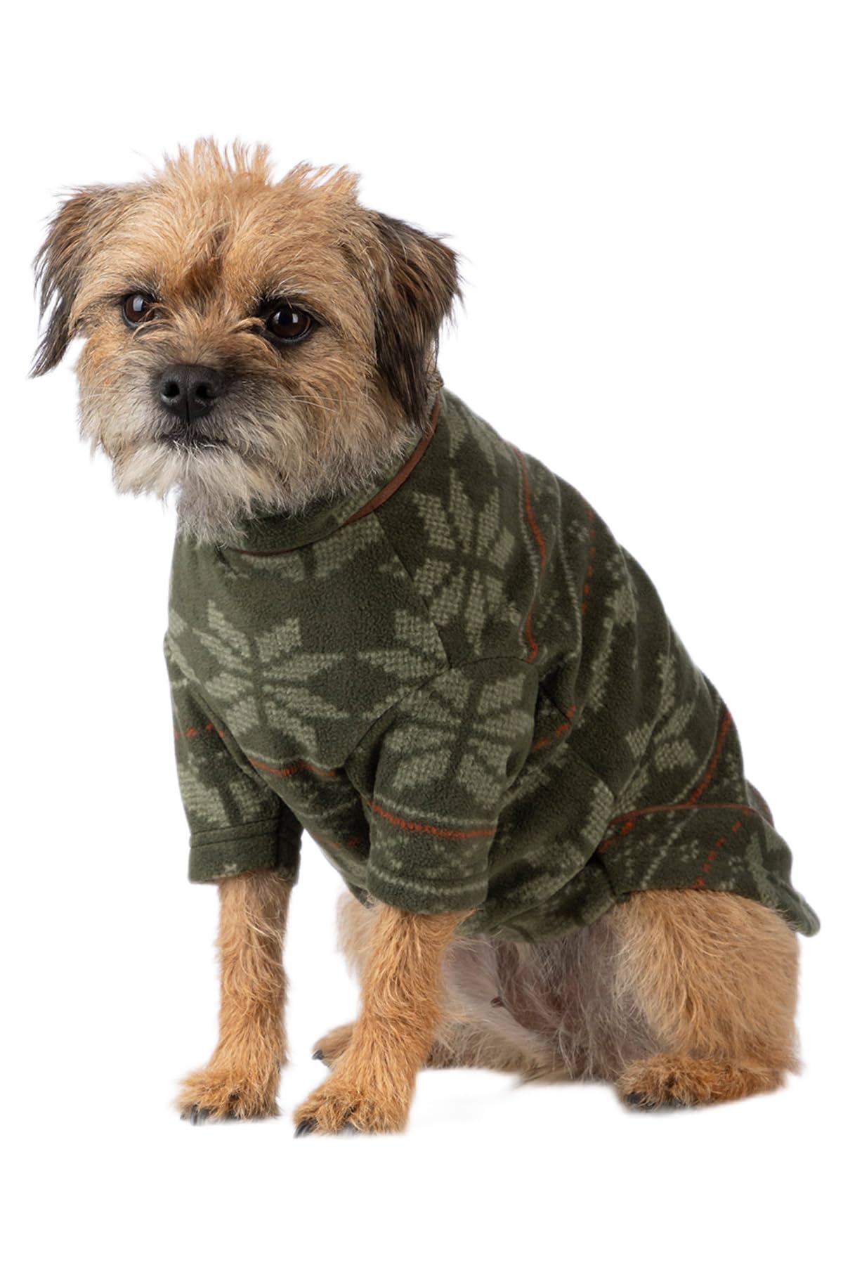 Fair Isle Dog Jumper Full Zip Festive Dogs Jacket Puppy Winter Coat Pet Clothes For Dogs (X-Small, Olive)