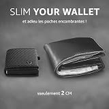 TENBST Men's Slim Wallet with Coin Compartment, Card Case with RFID Protection, Wallet for Men, Credit Card Holder Small with Gift Box, carbon black, 1, Minimalist - 3