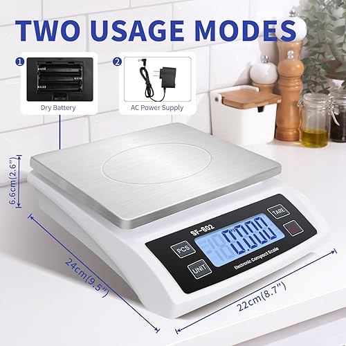 Miniatura 3 de Báscula digital grande de cocina de 66.1 lbs66 libras para hornear cocinar báscula de pan de acero inoxidable con pantalla LCD, básculas de conteo