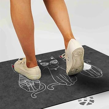 Monnhein Tasarımlı Dekoratif Kapı önü Paspas, Dış Mekan/Ev İçi/Banyo/Mutfak/Yatak Odası/Giriş Paspasları (3 Kedi, 45X70)