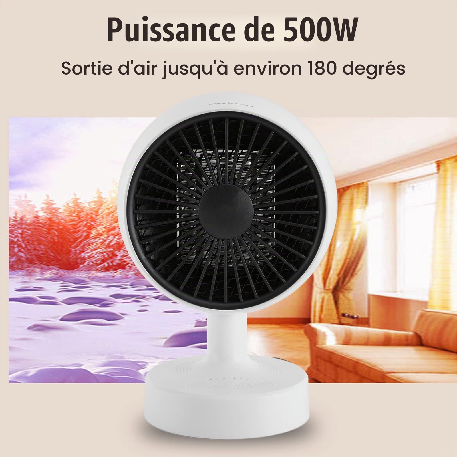 Mini Radiateur, Chauffage Portatif à Usage Froid et Chaud 500 W 100-240 V, avec Angle Réglable, pour Bureau à Domicile, Chambre à Coucher, Usage Intérieur, Bureau (WHITE)
