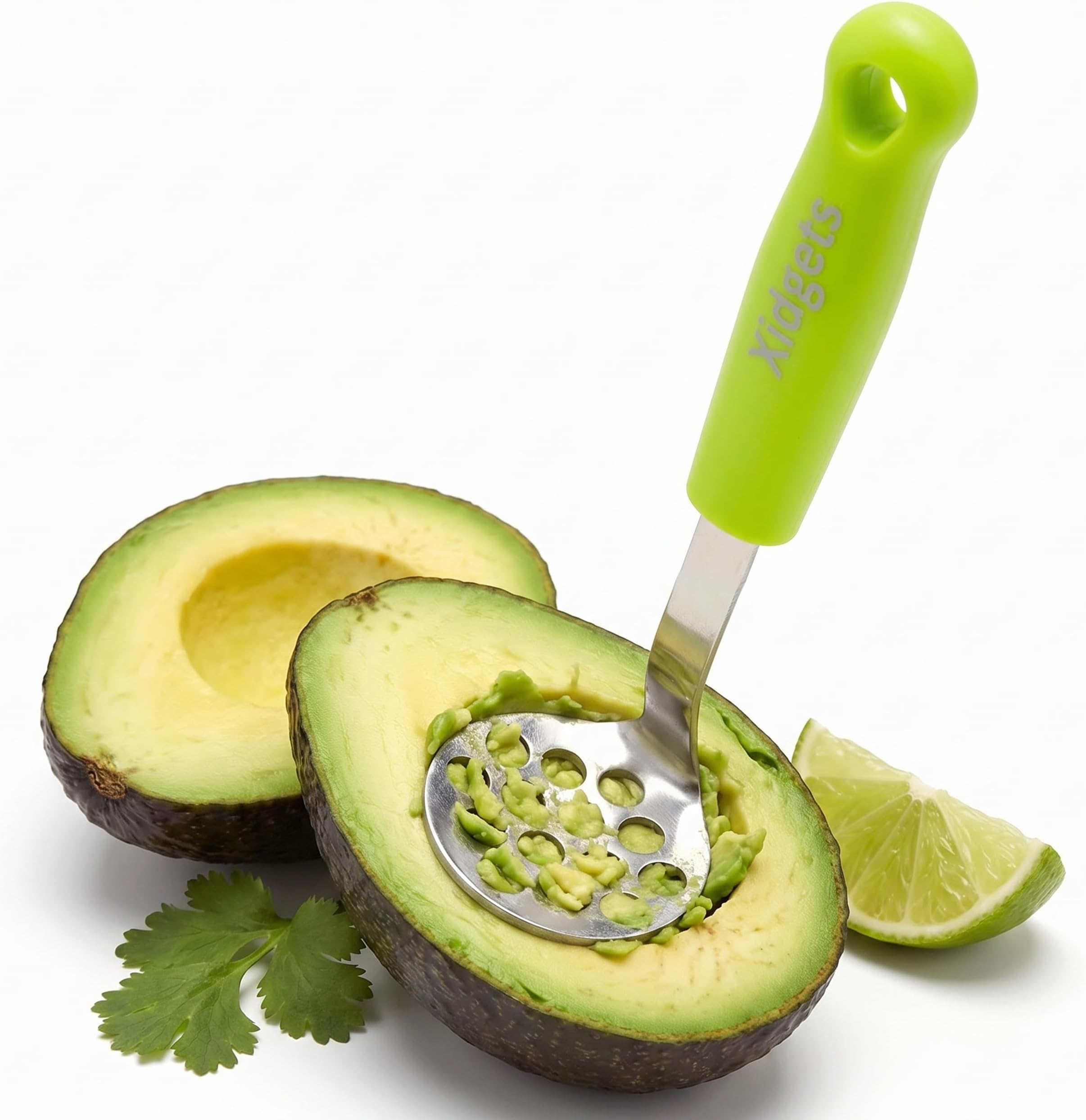 Mini Avocado Masher, Small Potato Masher, Heavy Duty, Kitchen Utensil. Stainless Steel, Tiny Masher, Compact Mini Masher for Avocado - Effortless Guacamole Preparation, Dishwasher Safe.… (Green)