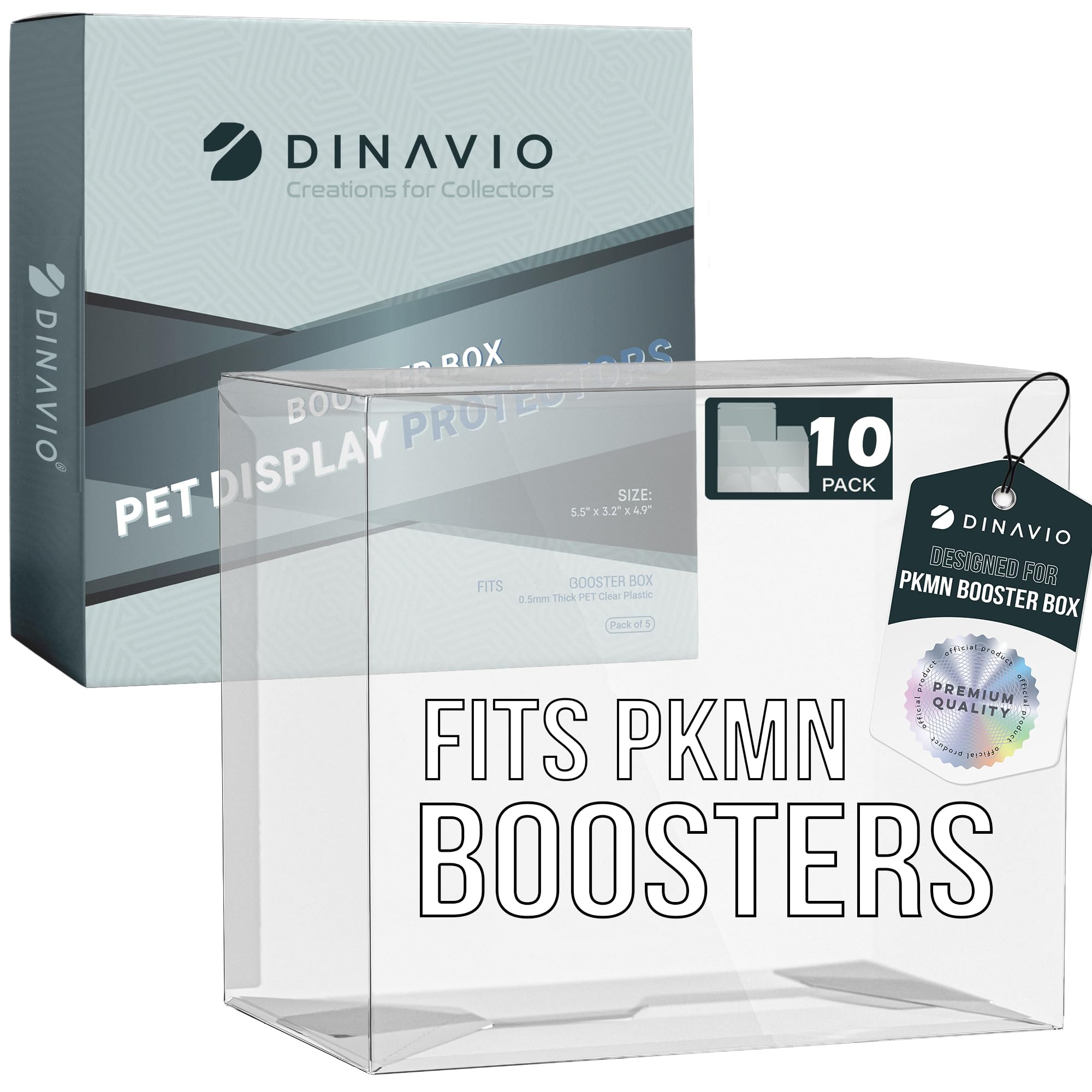Dinavio Crafthouse Plastic PKMN Booster Box Protector 10 Pack - Booster Box Case Display Protectors - Compatible with English PKMN Booster Boxes - 0.5mm Thick (Pack of 10)