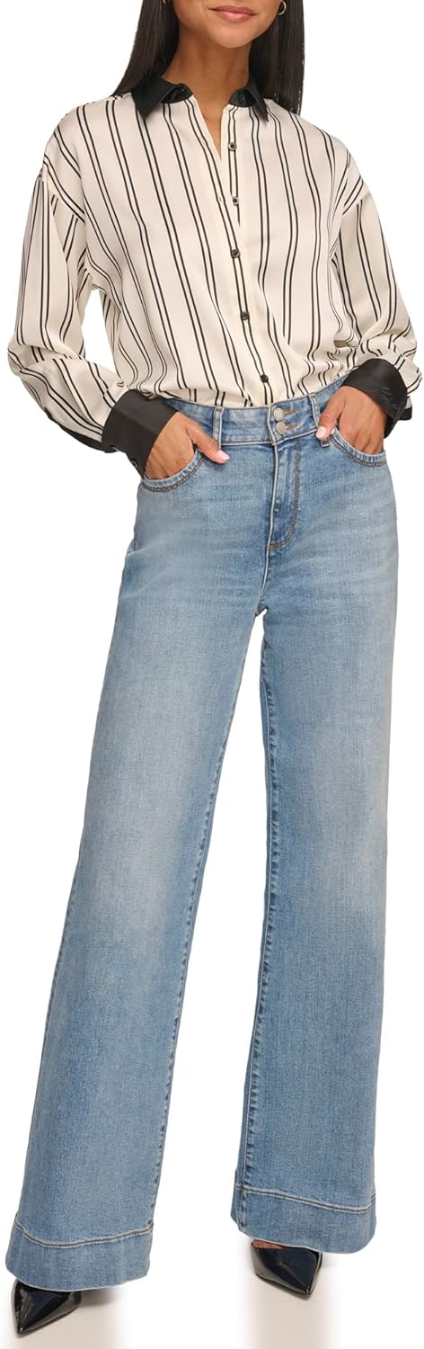 Karl Lagerfeld Womens Oversize Stripe Blouse - Image 6