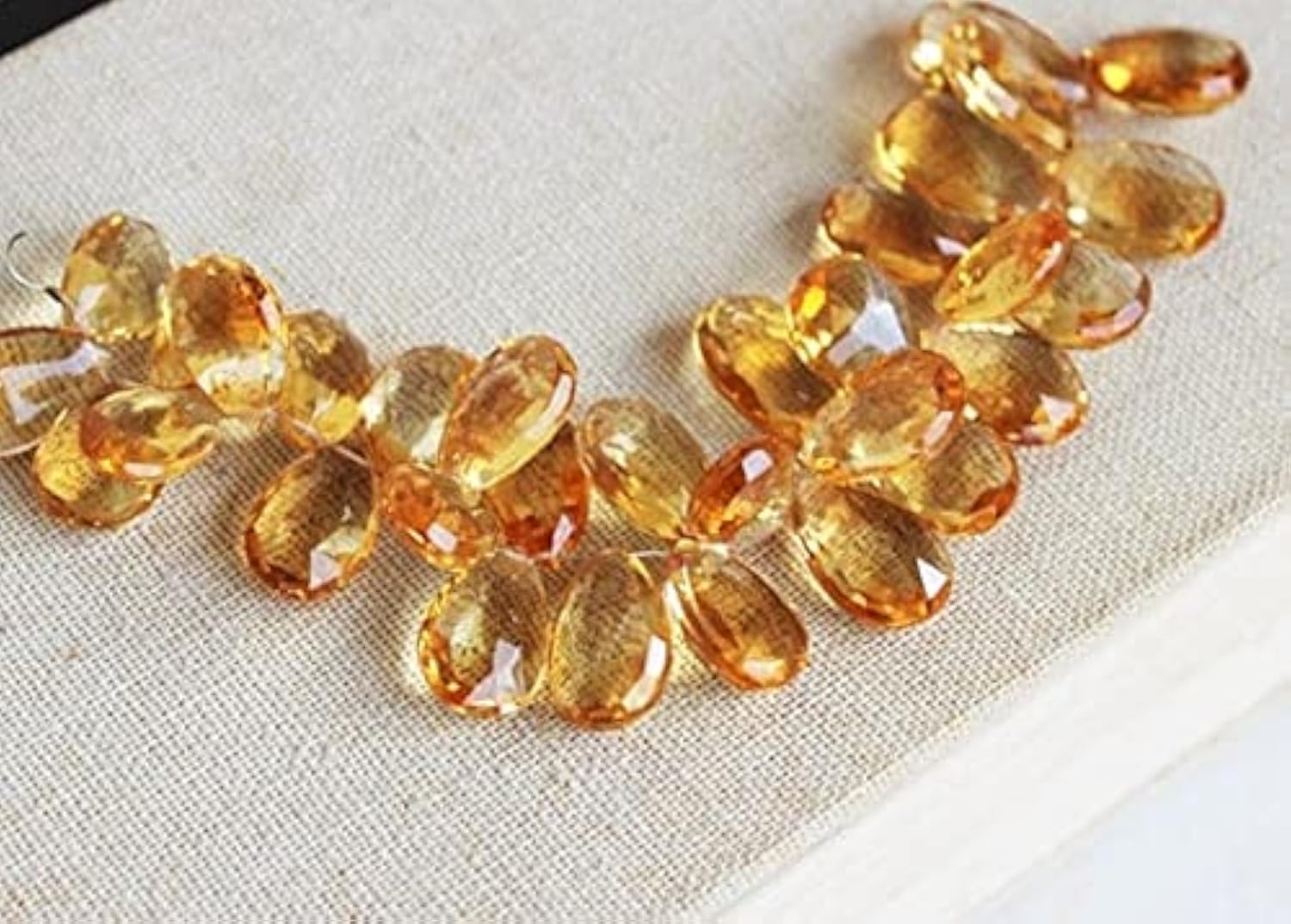 Citrine perle briolette 17mm goutte poire facettée, pierre gemme naturelle pour création de bijou