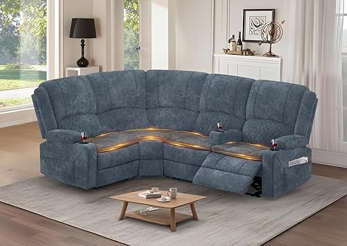 Miniatura 29 de Juego de sofá modular reclinable manual, 7 asientos, sofá modular reclinable esquinero de terciopelo holandés suave, sofá reclinable en forma de L