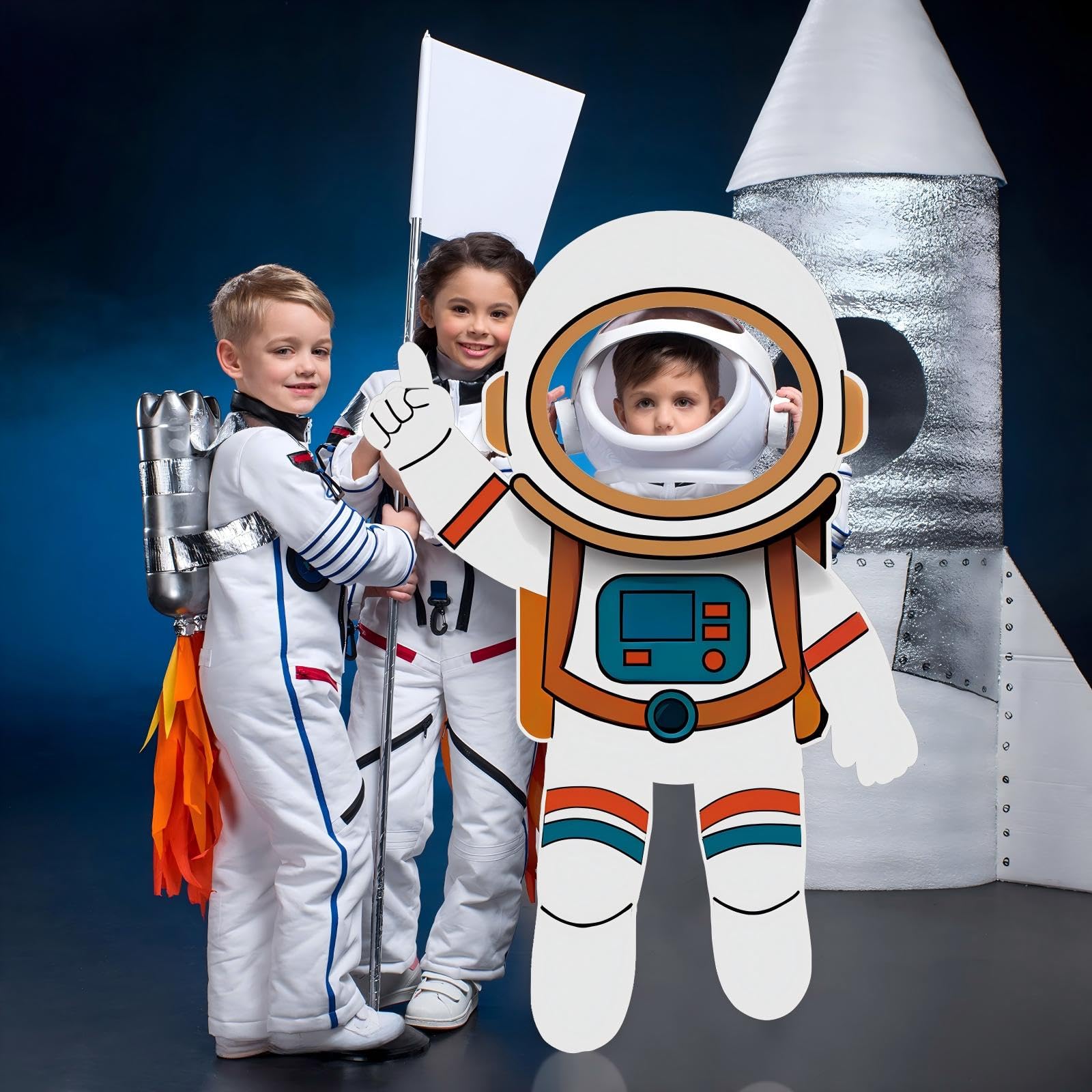 2 piezas de cartón de 122 cm con diseño de cohete astronauta de tamaño real, para cabina de fotos y telón de fondo, para decoración de fiesta de cumpleaños, exhibición de eventos científicos