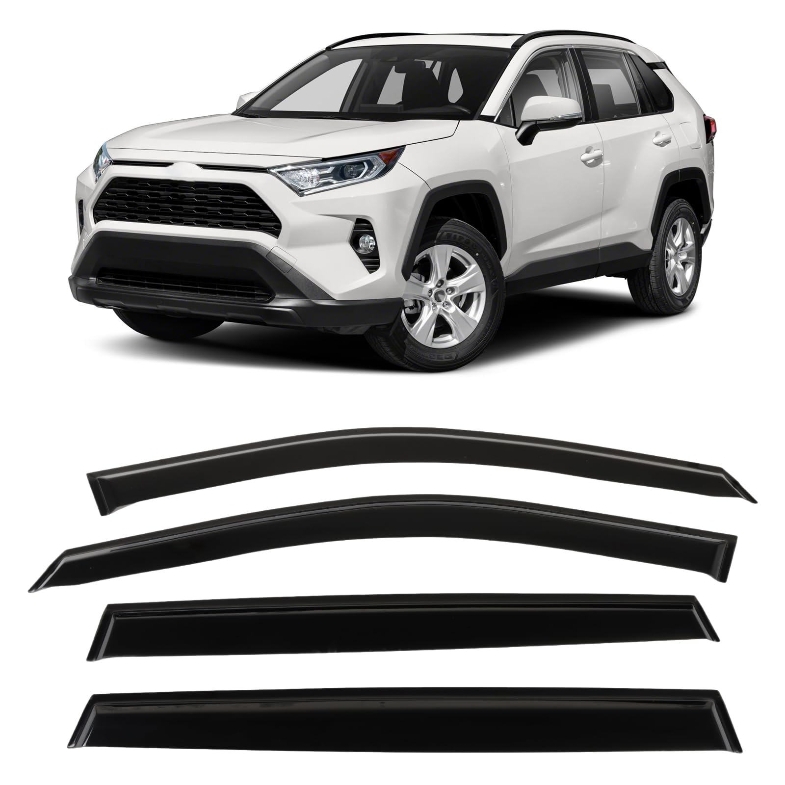 4PCS Window Visors Deflectors Vent Guards Sun Wind Rain Shield Fit for 2019-2022 2023 RAV-4