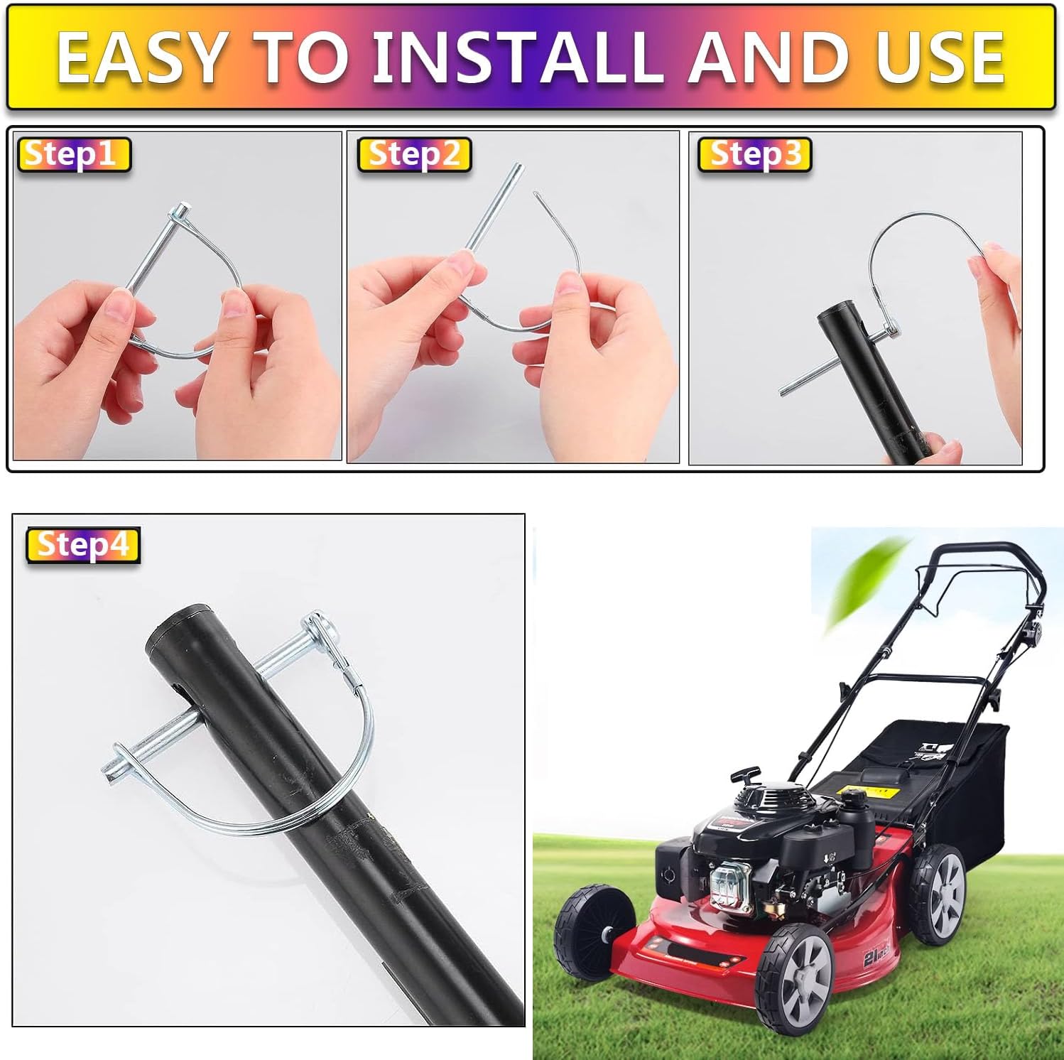Trailer Locking Pins,Hincell 10pcs Arched Pto Pin Shaft Locking Pin 1/4 pin Hitch pin Wire Lock Pin Safety Coupler Pin 1/4" x 2-3/4"for PTO,Farm,Lawn,Hitches,and Garden(Silver)