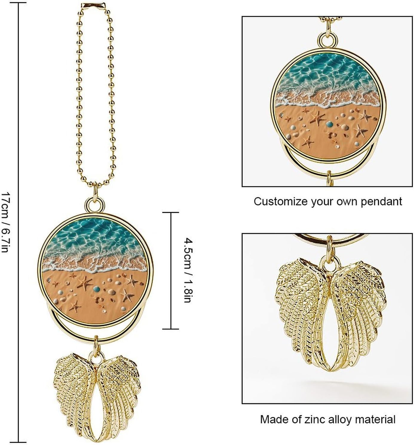 Ocean Starfish Guardian Angel Car Charm for Rear View Mirror image 2