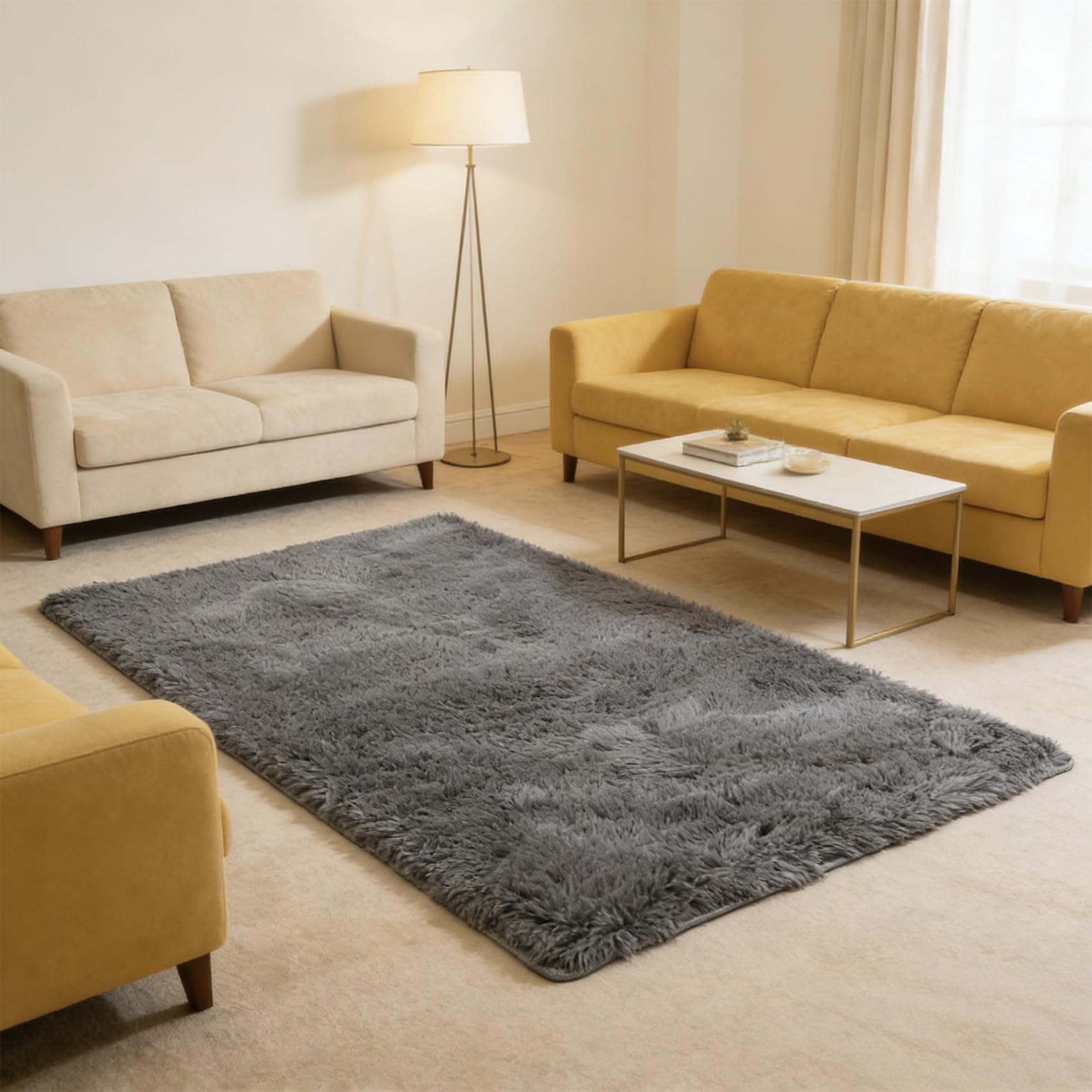 Tapis de Salon Shaggy Moelleux Idéal pour une Chambre Cosy