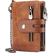 HUMERPAUL Leather Mens Wallet with Chain RFID Small Coin Purses for Women