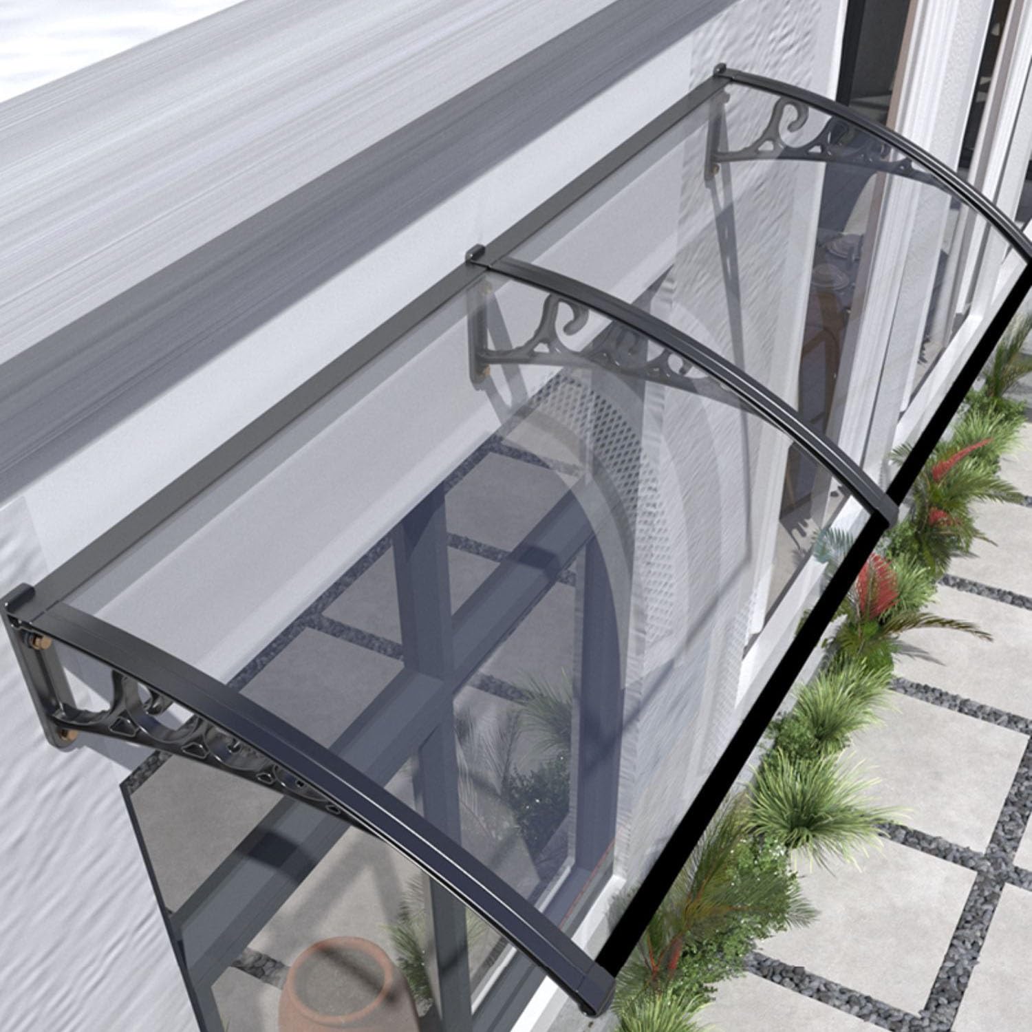 Czyzmdd Front Door Canopy Weatherproof Aluminum Awning For Entrance Sizes 80300Cm Uv Protection Durable Cover (100X120cm/39.4X47.2in)