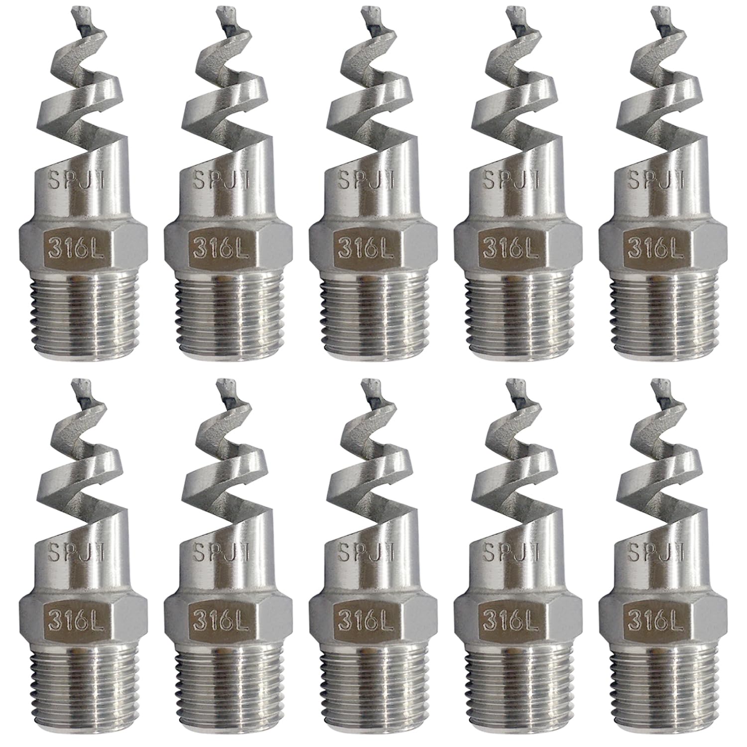 1/4" Male Spiral Cone Atomization Nozzle 316 Stainless Steel Dust Remove Atomized Sprayer for Gas Cooling, Fire Proof, Washing 10PCS