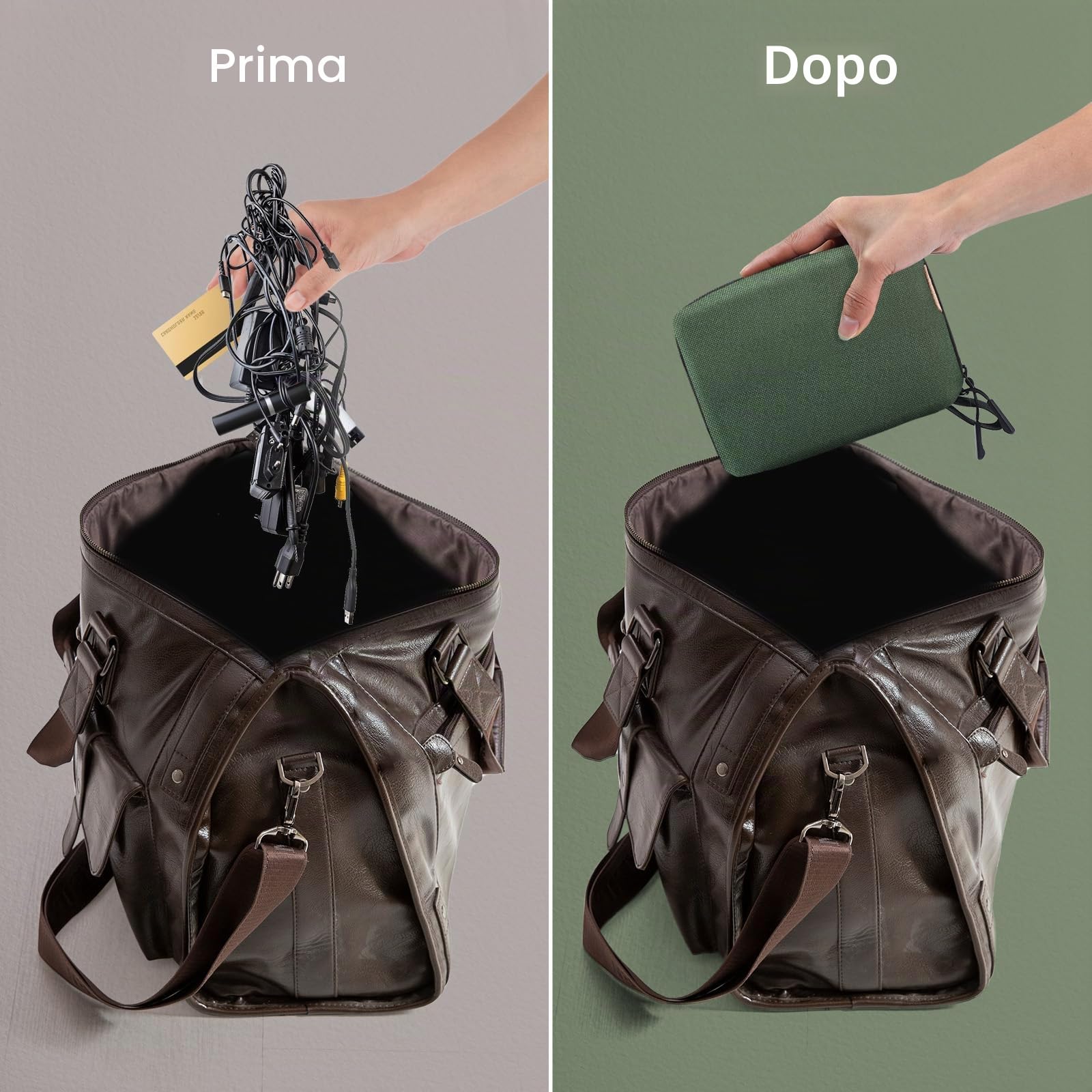 SIMTOP Borsa Organizer Per Cavi Piccola,Compatta Per Accessori Per Laptop,Organizer Per Cavi,Schede SD, ideale per Viaggi,Ufficio e Fotografia,Verde