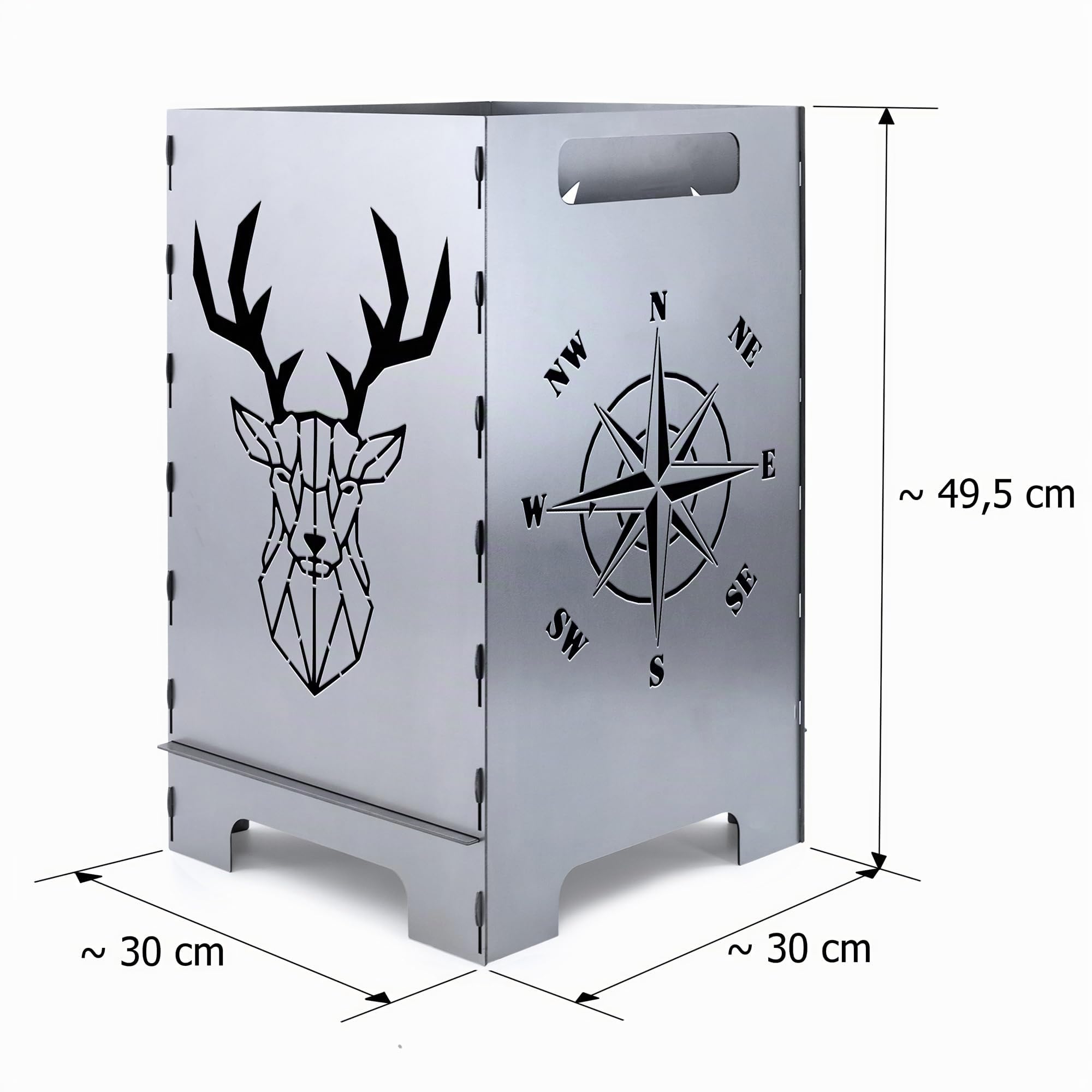 tuning-art FK13 Feuerkorb Feuertonne Feuerschale Steckbar Groß 50x30x30, Größe:Hirsch 45L