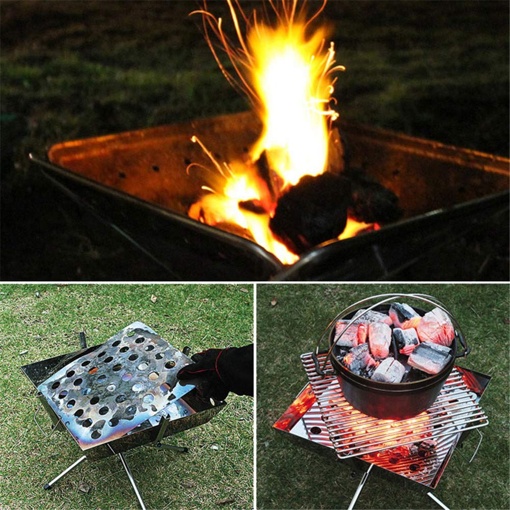 Barbecue da Esterno Riscaldamento Pozzo del Fuoco, Multiuso da Campeggio Carbone di Legna Stufabraciere Riscaldamento Invernale Barbecue Pieghevole
